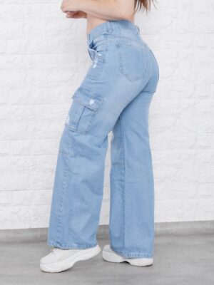 Artículo 695 || Wide Leg Cargo Celeste Loc. c/Rotura