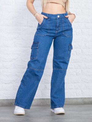 Artículo 735 || Wide leg Dama Cargo Azul